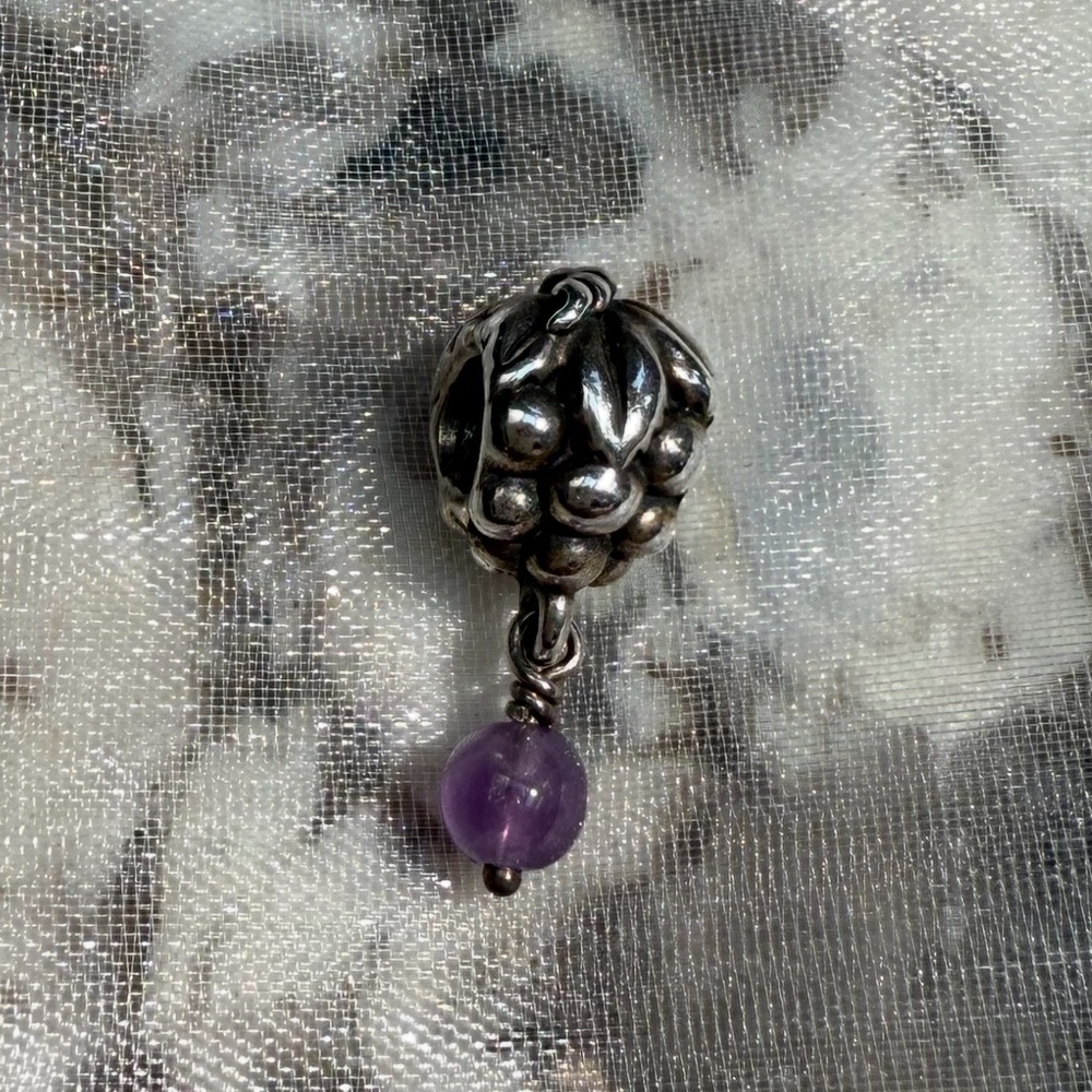 Pandora Silver and Purple Wine Charm Bead